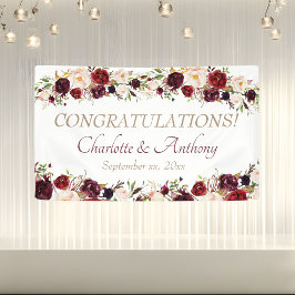 Deep Burgundy Floral Wedding Banner