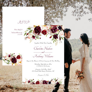 Deep Burgundy Floral Wedding mit UAWG Einladung