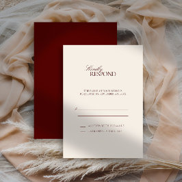 Deep Burgundy Formal Estate Modern Classic Wedding RSVP Karte