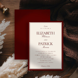 Deep Burgundy Formal Modern Classic Estate Wedding Einladung