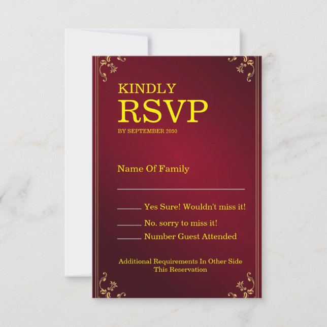 Deep Burgundy Ivory Elegant Wedding RSVP Karte (Vorderseite)