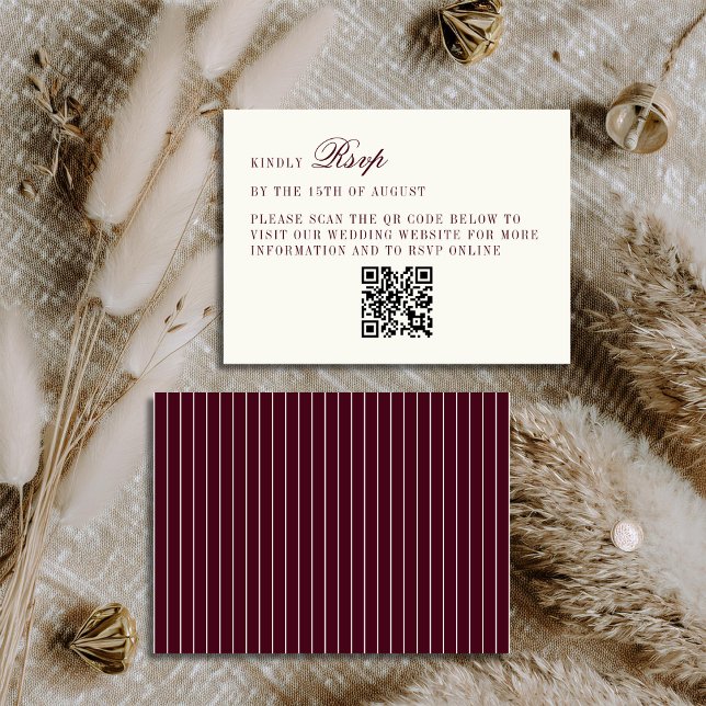 Deep Burgundy Ivory QR Code Only Wedding RSVP Card Begleitkarte (Von Creator hochgeladen)