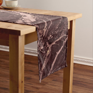 Deep Burgundy Marble Modern Luxury Look Kurzer Tischläufer