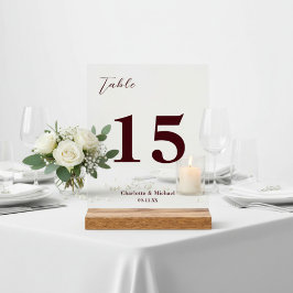 Deep Burgundy Minimalist Wedding Table Number Acrylschild