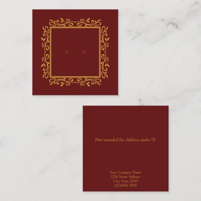 Deep Burgundy Modern Frame Earring Display Cards Terminkarte (Vorne/Hinten)