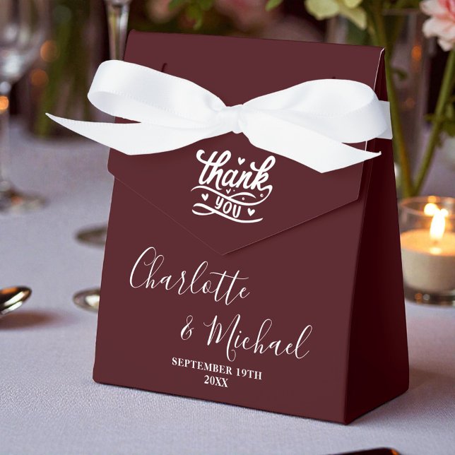 Deep Burgundy Script Minimalist Wedding Geschenkschachtel (Von Creator hochgeladen)