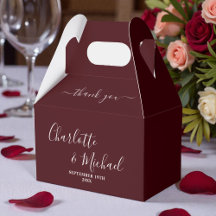 Deep Burgundy Script Minimalist Wedding Thank You