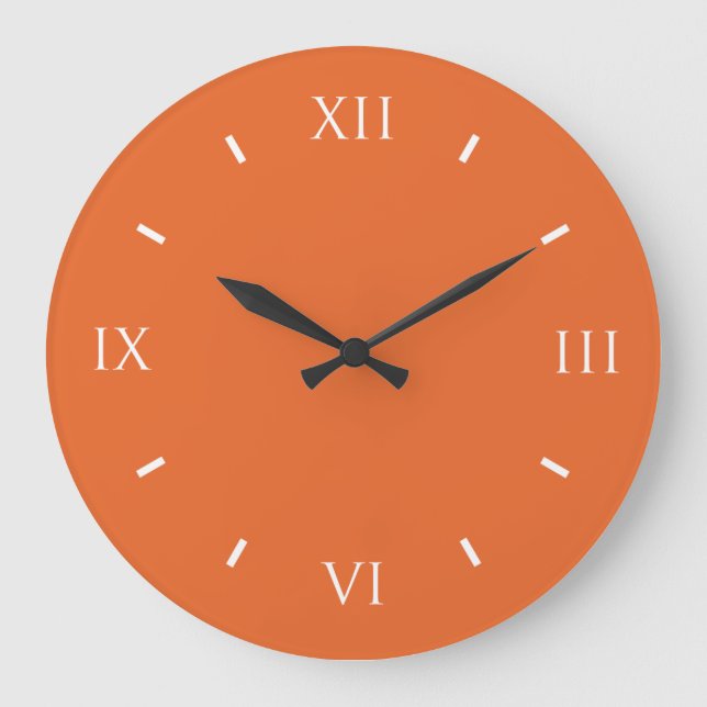 Deep Carrot Orange Classy Solid Color Große Wanduhr (Vorderseite)