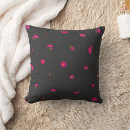 Deep Charcoal Japanese Red Cosmos Floral Pattern Kissen