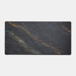 Deep Charcoal Slate and Gold Vein Desk Mat Schreibtischunterlage