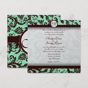 Deep Chocolate Brown Damask Einladung