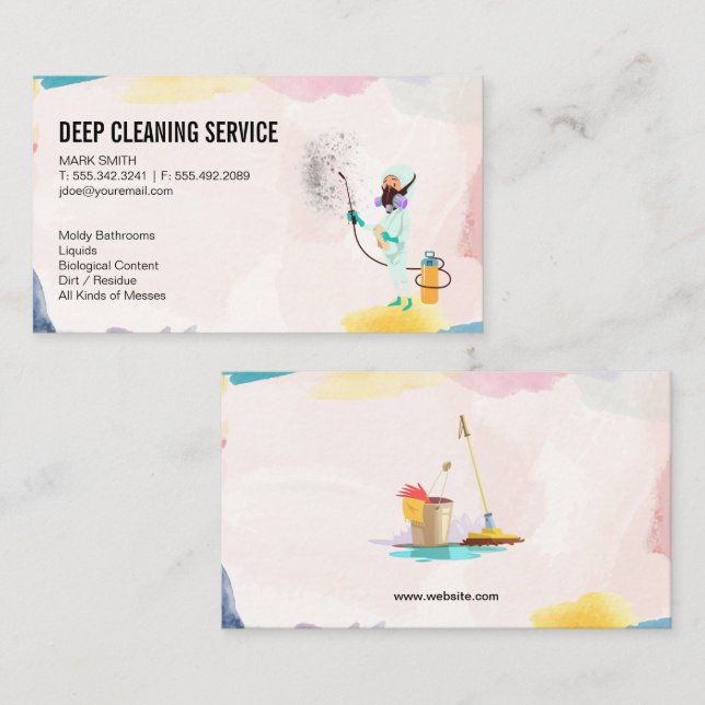 Deep Cleaning Worker Visitenkarte (Vorne/Hinten)
