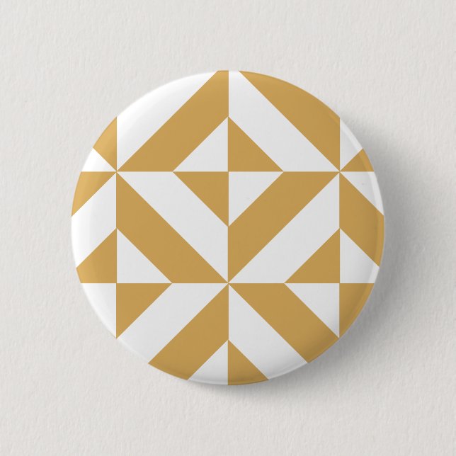 Deep Cool Gold Geometric Deko Cube Pattern Button (Vorderseite)
