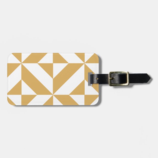 Deep Cool Gold Geometric Deko Cube Pattern Gepäckanhänger (Vorderseite horizontal)