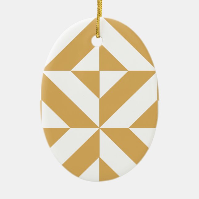 Deep Cool Gold Geometric Deko Cube Pattern Keramik Ornament (Vorne)