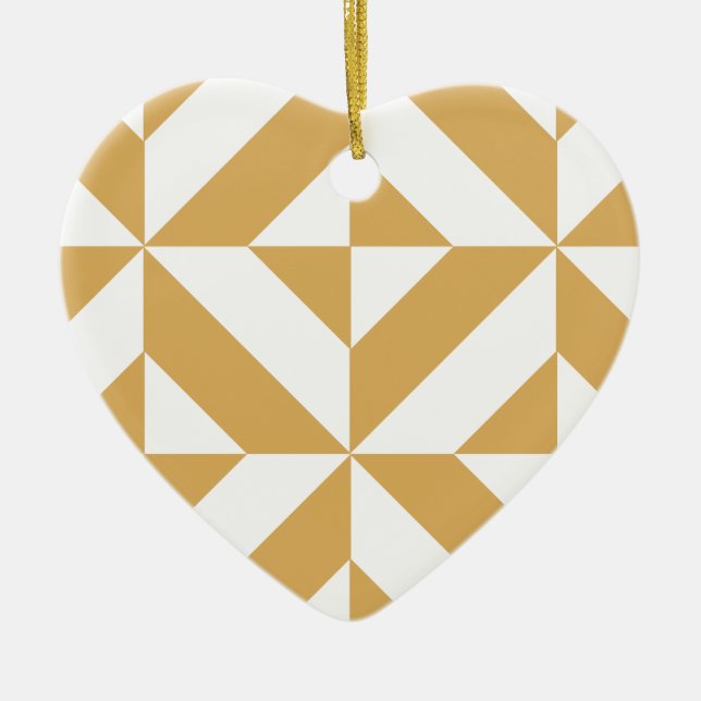 Deep Cool Gold Geometric Deko Cube Pattern Keramikornament (Vorne)