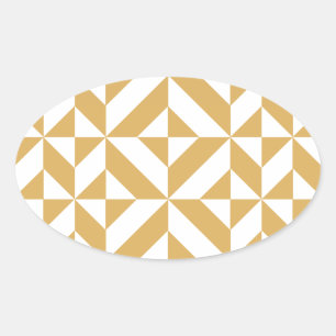 Deep Cool Gold Geometric Deko Cube Pattern Ovaler Aufkleber