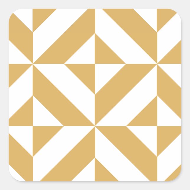 Deep Cool Gold Geometric Deko Cube Pattern Quadratischer Aufkleber (Vorderseite)