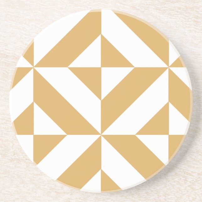 Deep Cool Gold Geometric Deko Cube Pattern Sandstein Untersetzer (Vorne)