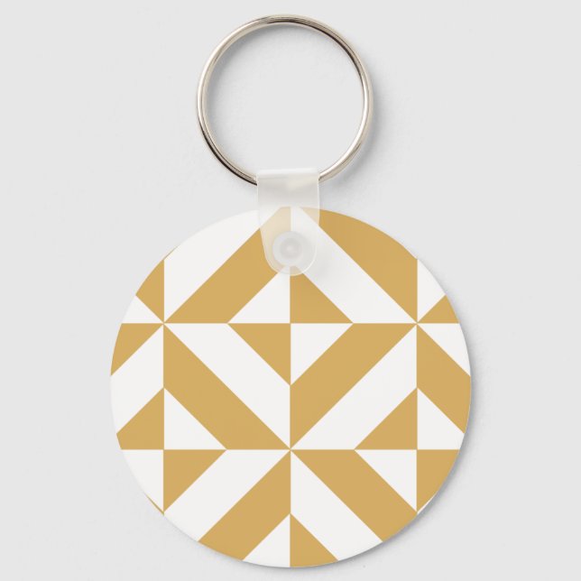Deep Cool Gold Geometric Deko Cube Pattern Schlüsselanhänger (Vorderseite)