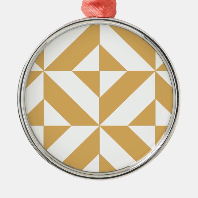 Deep Cool Gold Geometric Deko Cube Pattern Silbernes Ornament (Vorne)