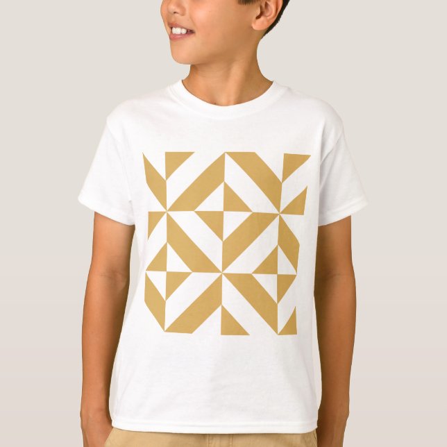 Deep Cool Gold Geometric Deko Cube Pattern T-Shirt (Vorderseite)