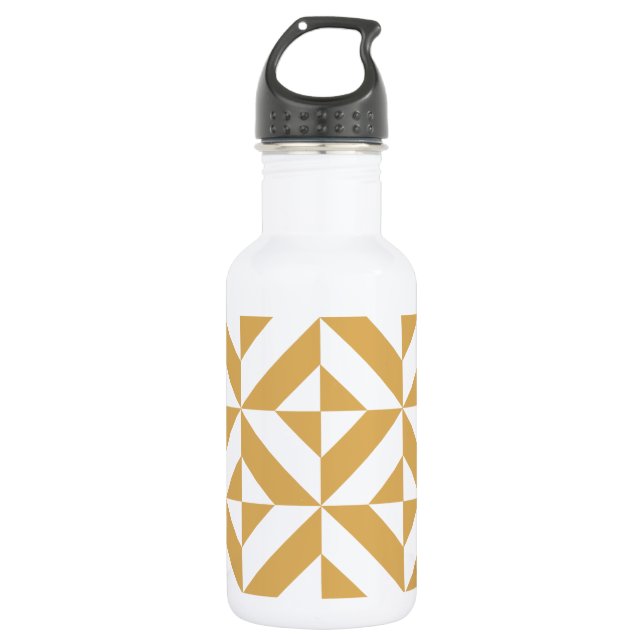 Deep Cool Gold Geometric Deko Cube Pattern Trinkflasche (Vorderseite)