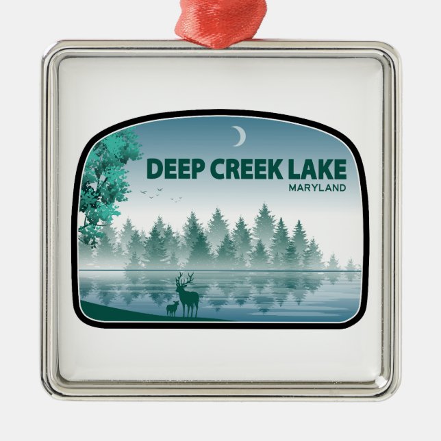 Deep Creek Lake Maryland Deer Ornament Aus Metall (Vorne)