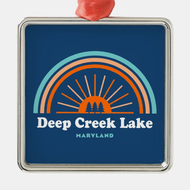 Deep Creek Lake Maryland Rainbow Ornament Aus Metall (Vorne)