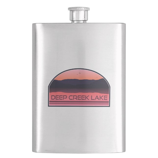 Deep Creek Lake Maryland Red Sunrise Flachmann (Vorderseite)