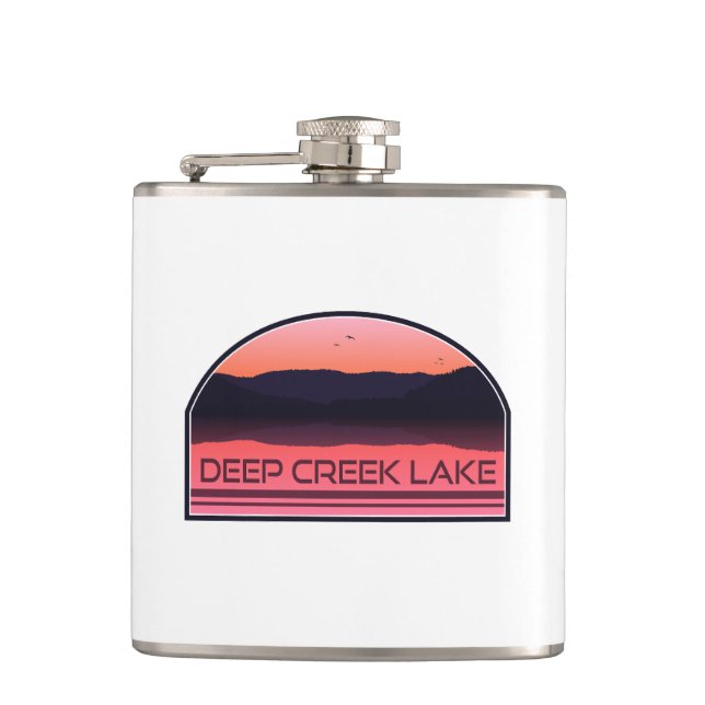 Deep Creek Lake Maryland Red Sunrise Flachmann (Vorderseite)