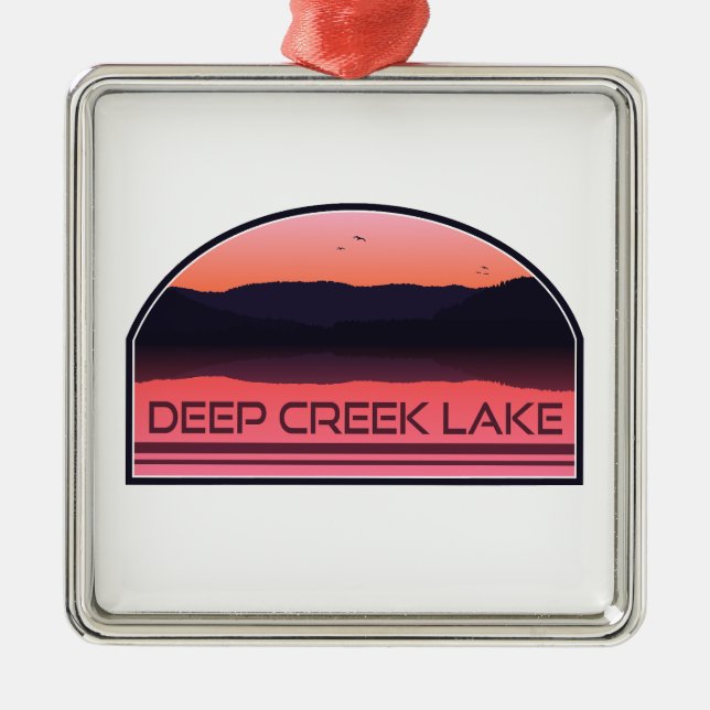 Deep Creek Lake Maryland Red Sunrise Ornament Aus Metall (Vorne)