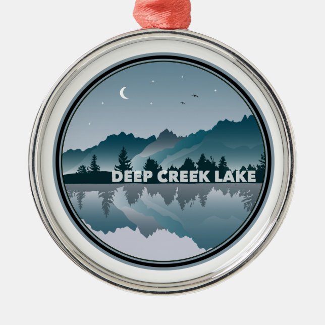 Deep Creek Lake Maryland Reflection Ornament Aus Metall (Vorne)