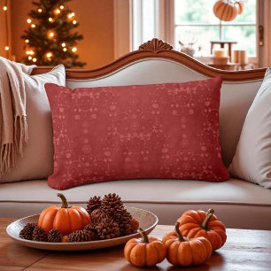 Deep Crimson Red Extravagant Floral Damask Muster Lendenkissen