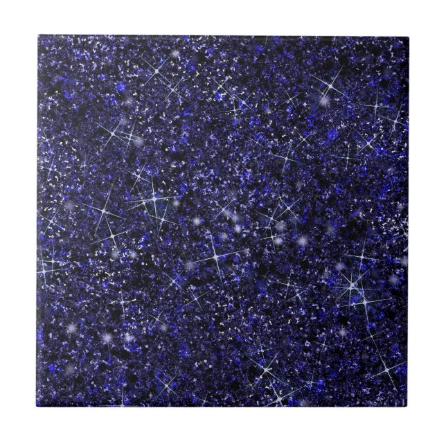 Deep Delft Midnight Blue Imitats Glitzer Solid Fliese (Vorderseite)