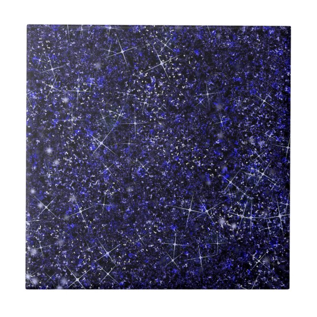 Deep Delft Midnight Blue Imitats Glitzer Solid Fliese (Vorderseite)