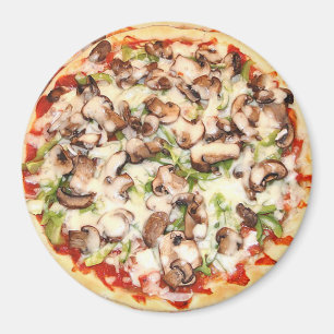 Deep Dish Mushroom Pizza Holiday Magnet
