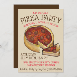 Deep Dish Pepperoni Pizza Pie Birthday Party Einladung