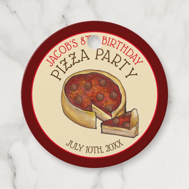 Deep Dish Pepperoni Pizza Pie Birthday Party Geschenkanhänger (Vorderseite)