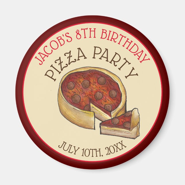 Deep Dish Pepperoni Pizza Pie Birthday Party Magnet (Vorne)
