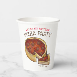 Deep Dish Pepperoni Pizza Pie Birthday Party Pappbecher