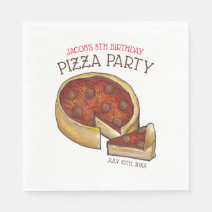 Deep Dish Pepperoni Pizza Pie Birthday Party Serviette