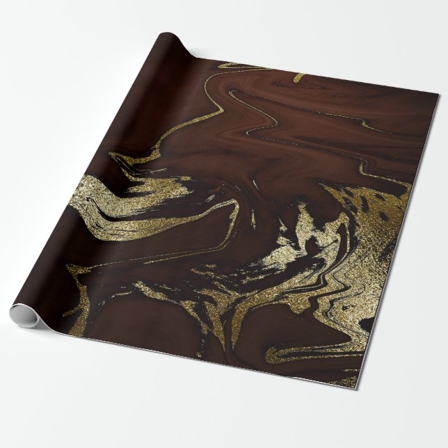 Deep Earth Gold Marble Brown Abstrakt Geschenkpapier (Ungerollt)