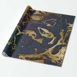 Deep Earth Gold Marble Deep Green Blue Geschenkpapier