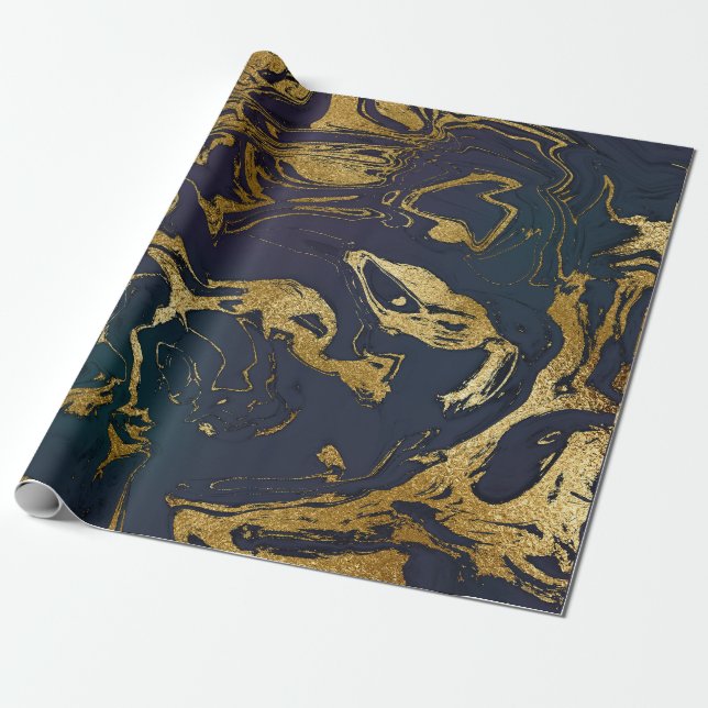 Deep Earth Gold Marble Deep Green Blue Geschenkpapier (Ungerollt)