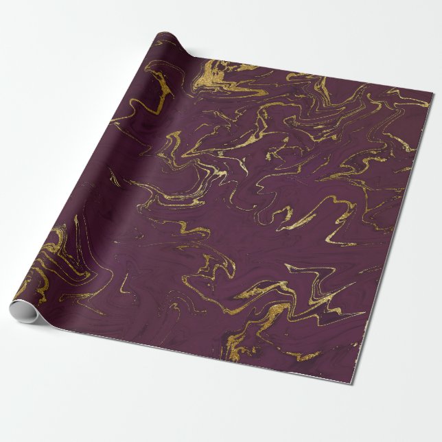 Deep Earth Gold Marmorplatte Lila Geschenkpapier (Ungerollt)