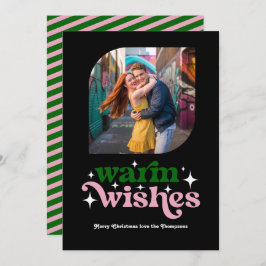 Deep Emerald & Blush Modernes Retro Weihnachtsfest Feiertagskarte