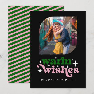Deep Emerald & Blush Modernes Retro Weihnachtsfest Feiertagskarte