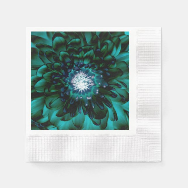 Deep Emerald Floral Print Paper Napkin Serviette (Vorderseite)