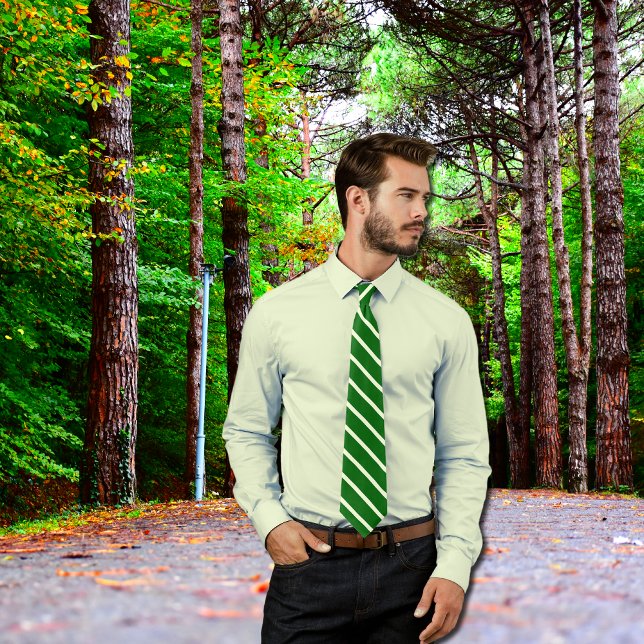  Deep Emerald&Ivory - diagonal stripes  Krawatte (Von Creator hochgeladen)